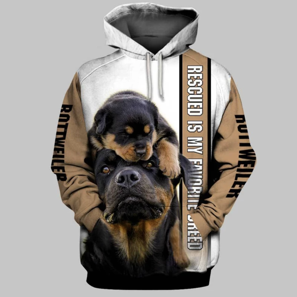 Rescue Rotweiler Dog Puppy 3D Hoodie For Men & Women