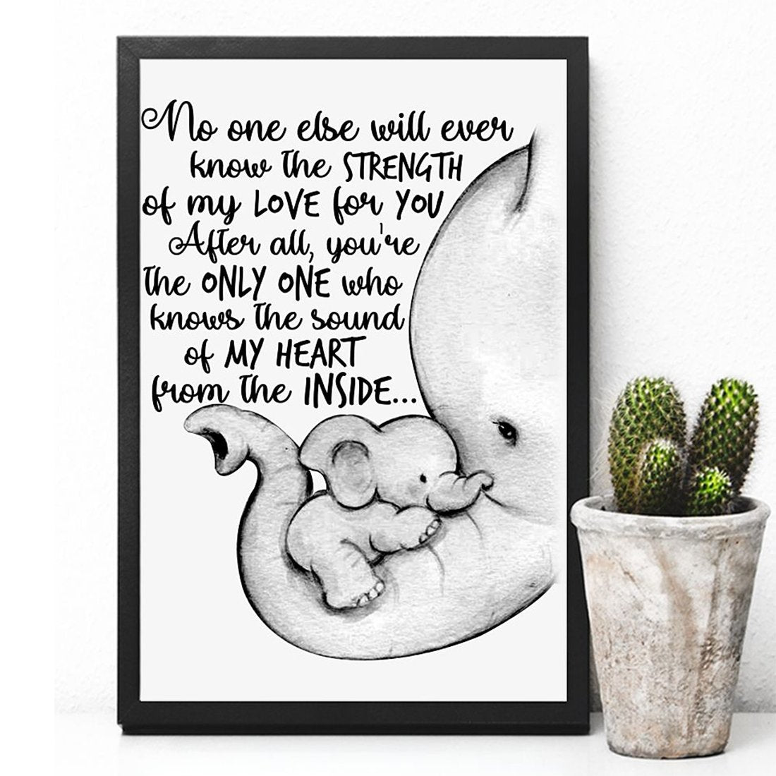 The Sound Of My Heart From The Inside Poster | Mon And Baby, Elephants Vertical Poster