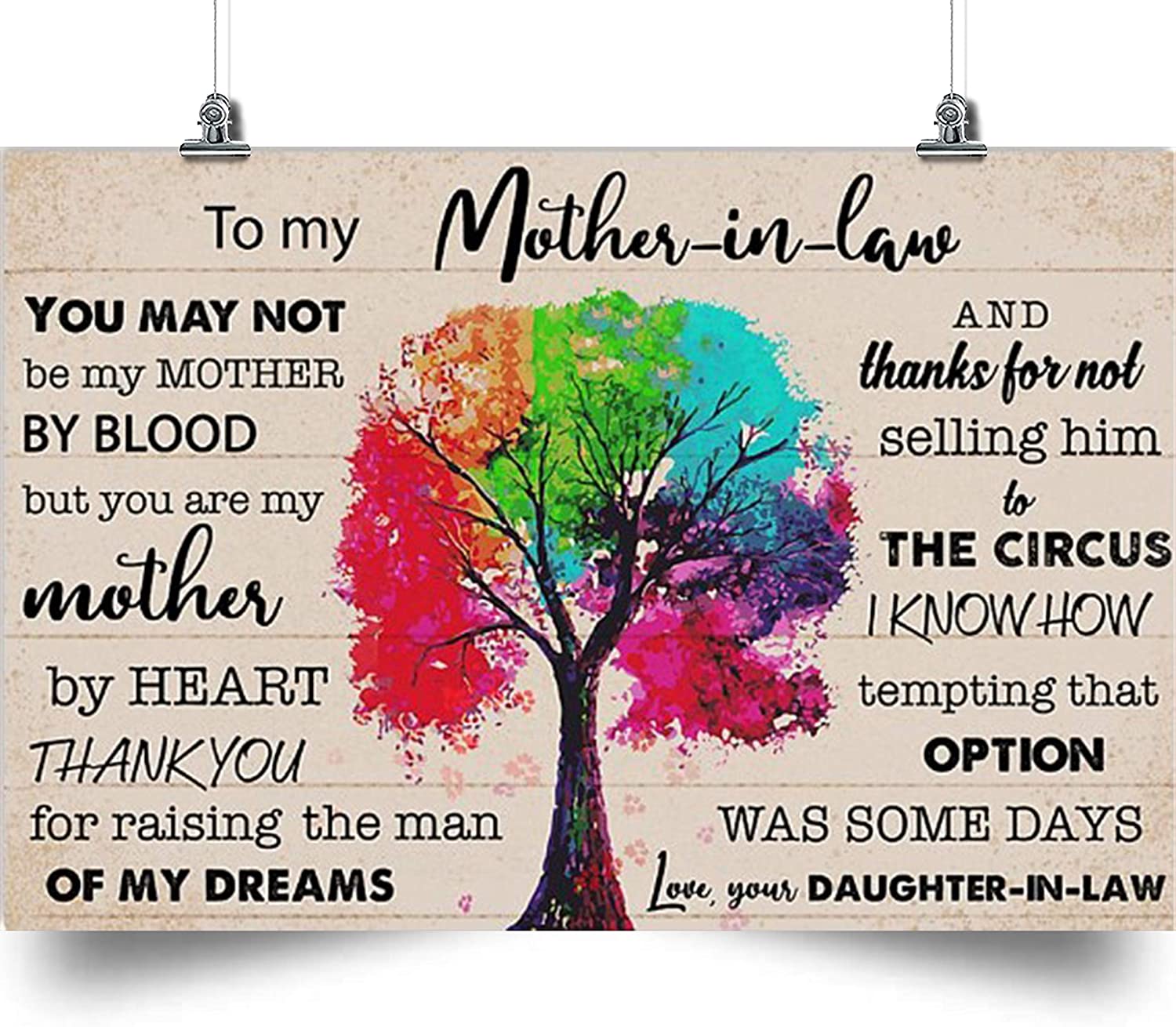 Tree Poster- You are My Mother by Heart-Gift for Mother-in-Law