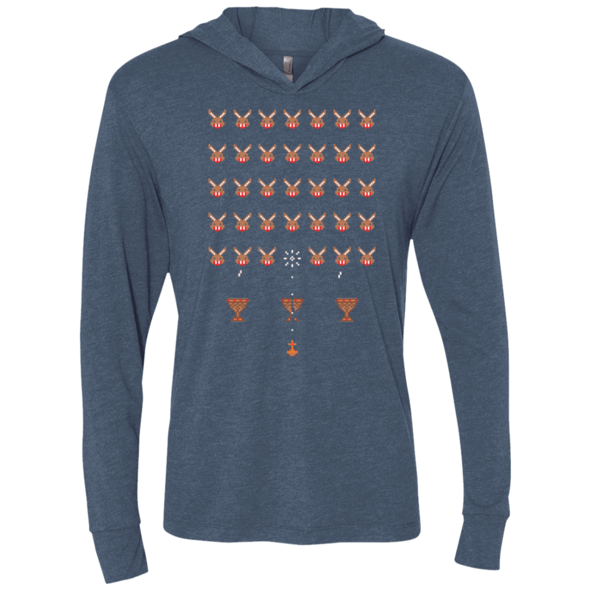 Space Rabbits Triblend Long Sleeve Hoodie Tee