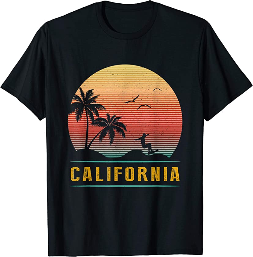 California Summer Surfer Surfing Vintage Retro 70s Surf Tee T-Shirt