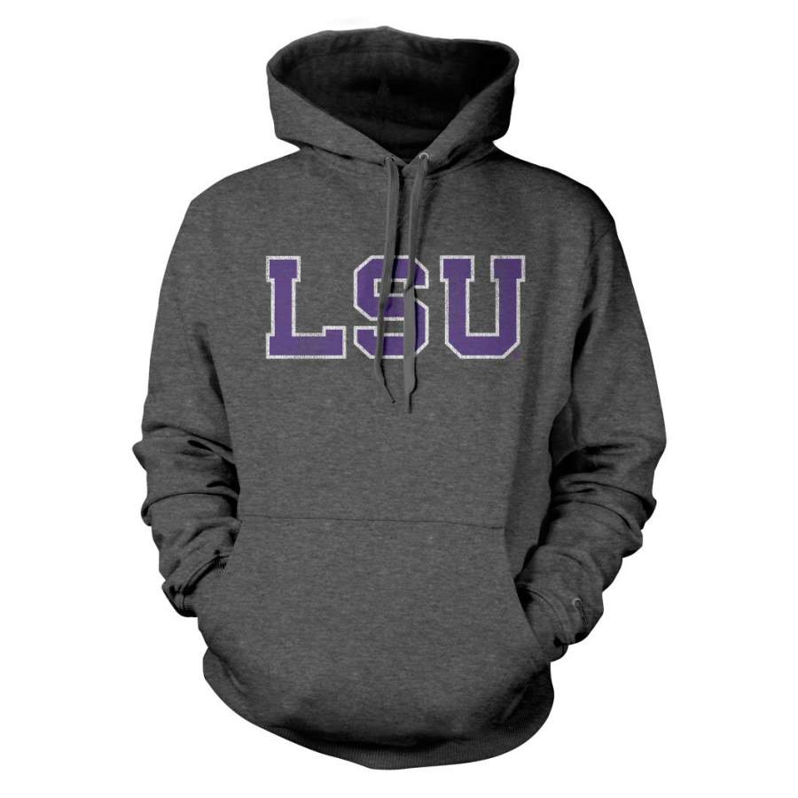 B&B Dry Goods LSU Tigers Athletic Block Fleece Pullover Hoodie – Charcoal