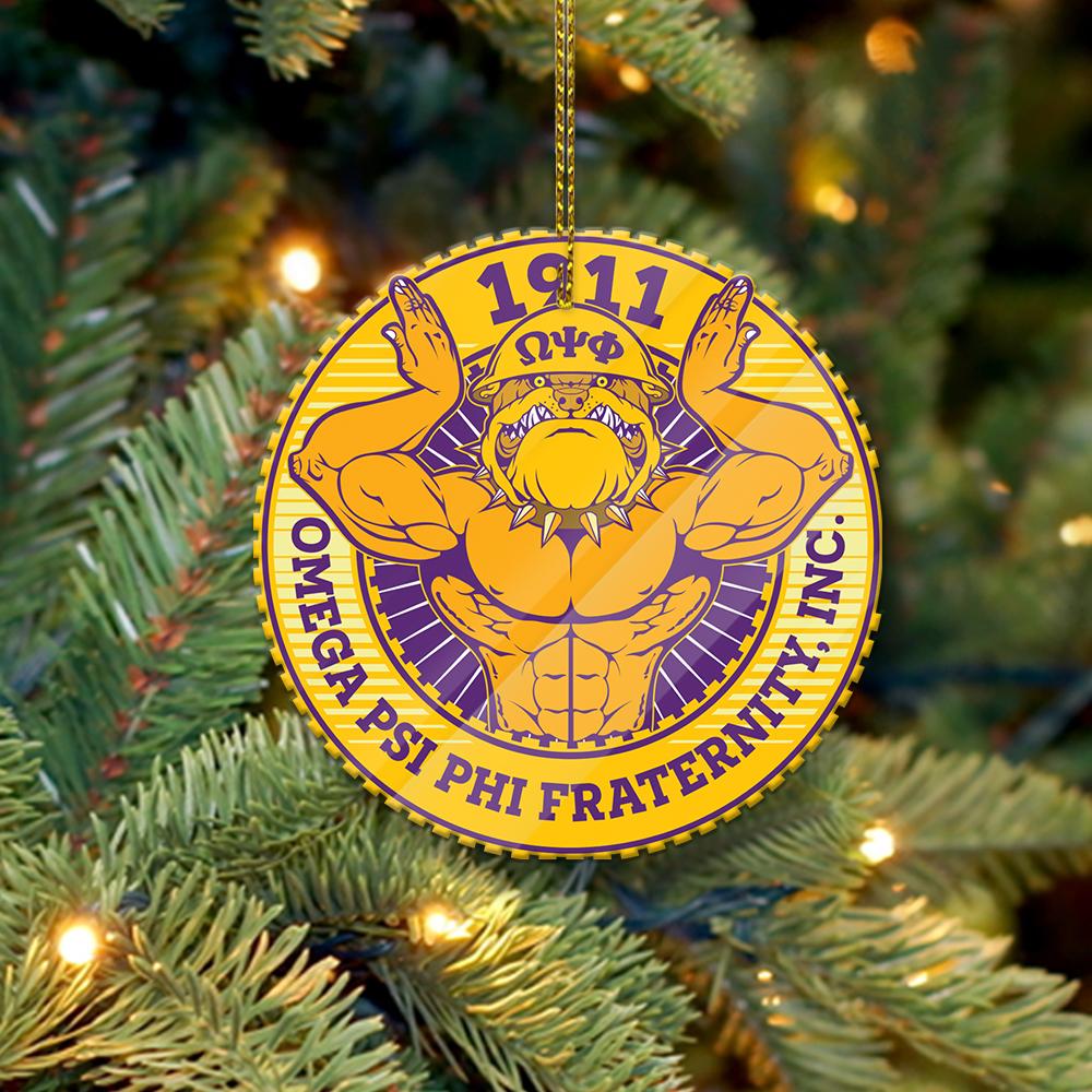 Wonderprint Ornament – Omega Psi Phi Bulldog Hand Sign Fraternity Shape Acrylic Ornament Lt10