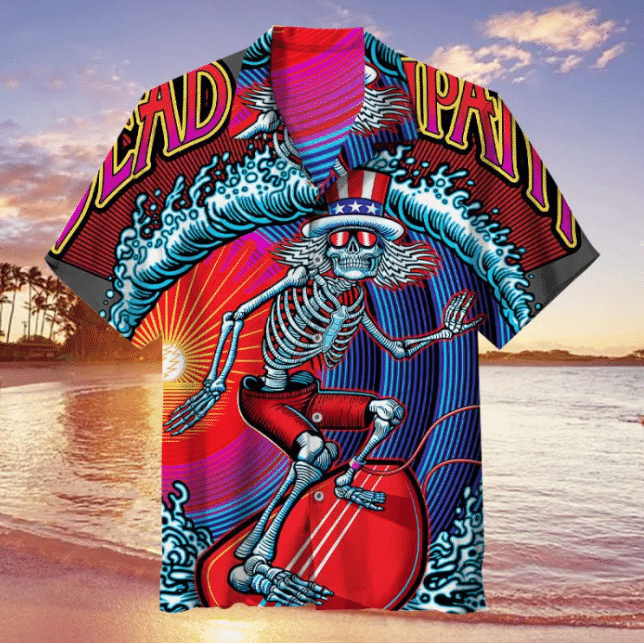 Skeleton Surfer For Man And Woman Print Short Sleeve Hawaii Shirt Ha37749