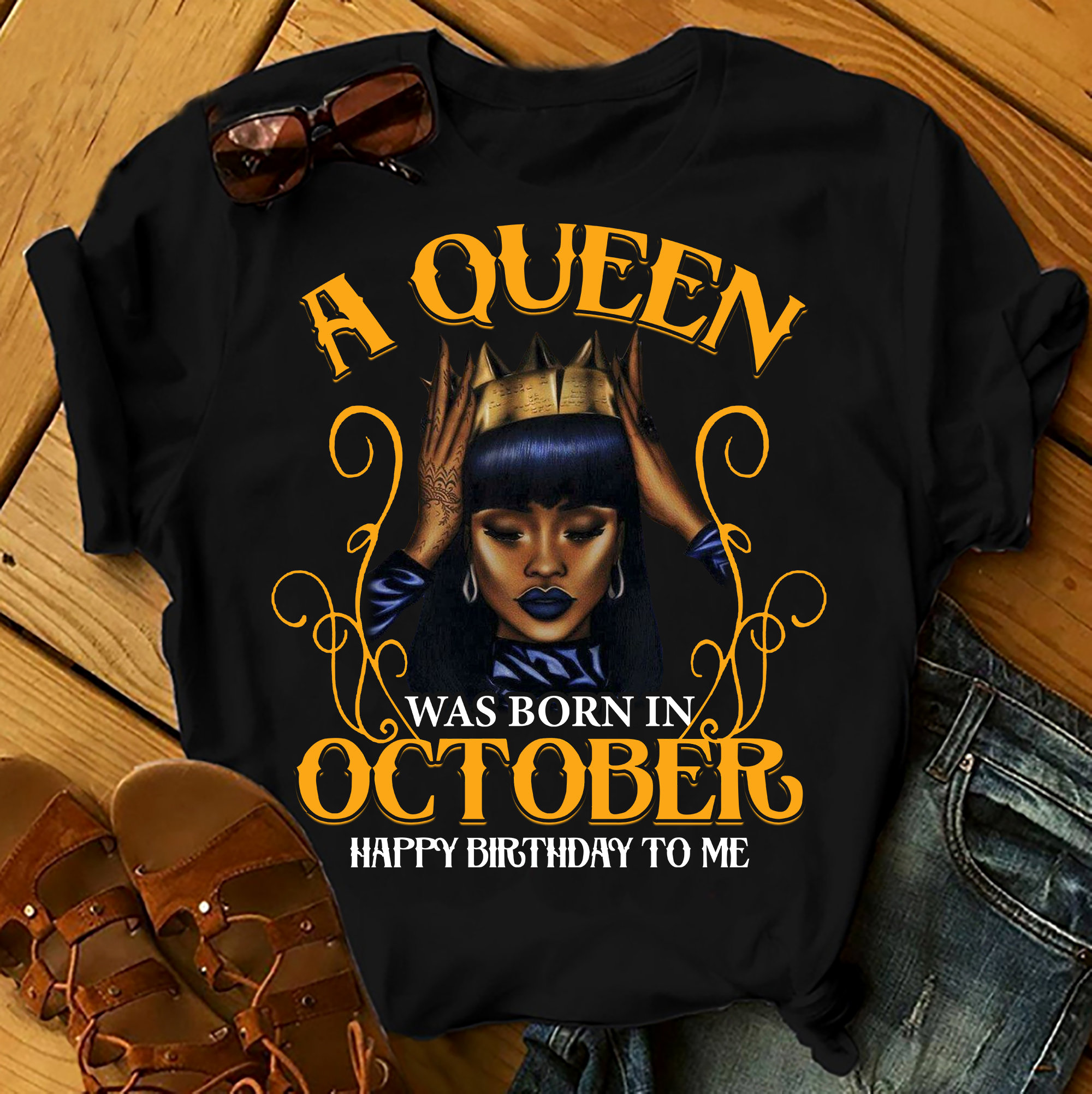 A Queen Was Born In October Shirts Women, Birthday T Shirts, Summer Tops, Beach T Shirts