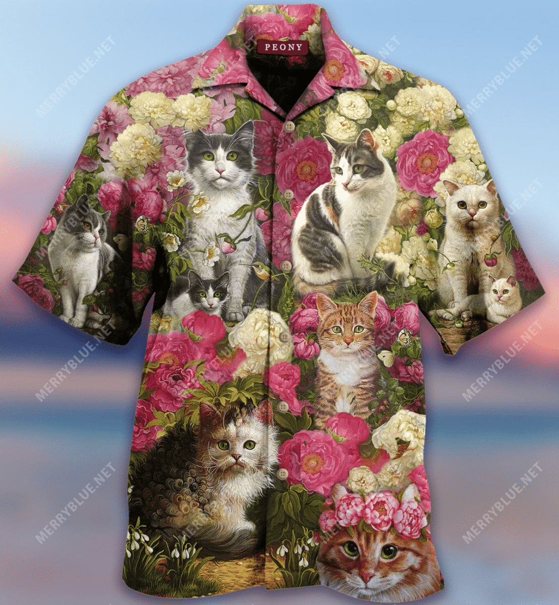 Get Now Cats In Peony Garden Hawaii Shirt Ha108615