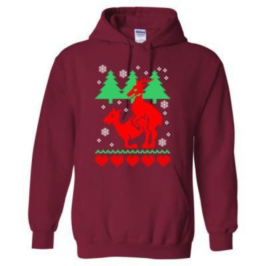 AGR Ugly Christmas Humping Reindeer – Heavy Blend™ Hooded Sweatshirt