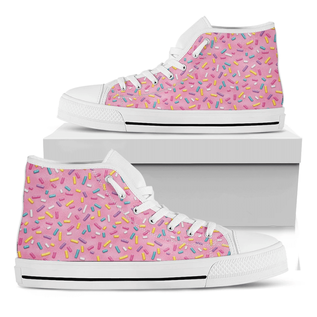 Cute Candy Pattern Print White High Top Shoes For Men And Women