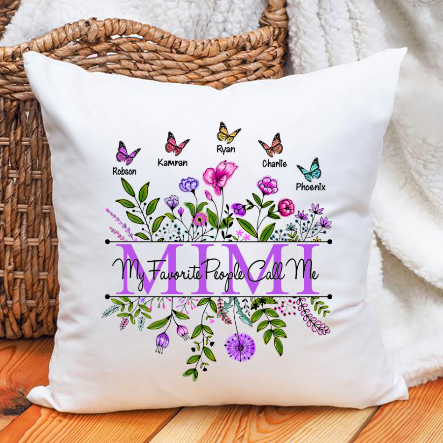 My Favorite People Call Me Mimi Wildflowers Violet Indoor Pillow