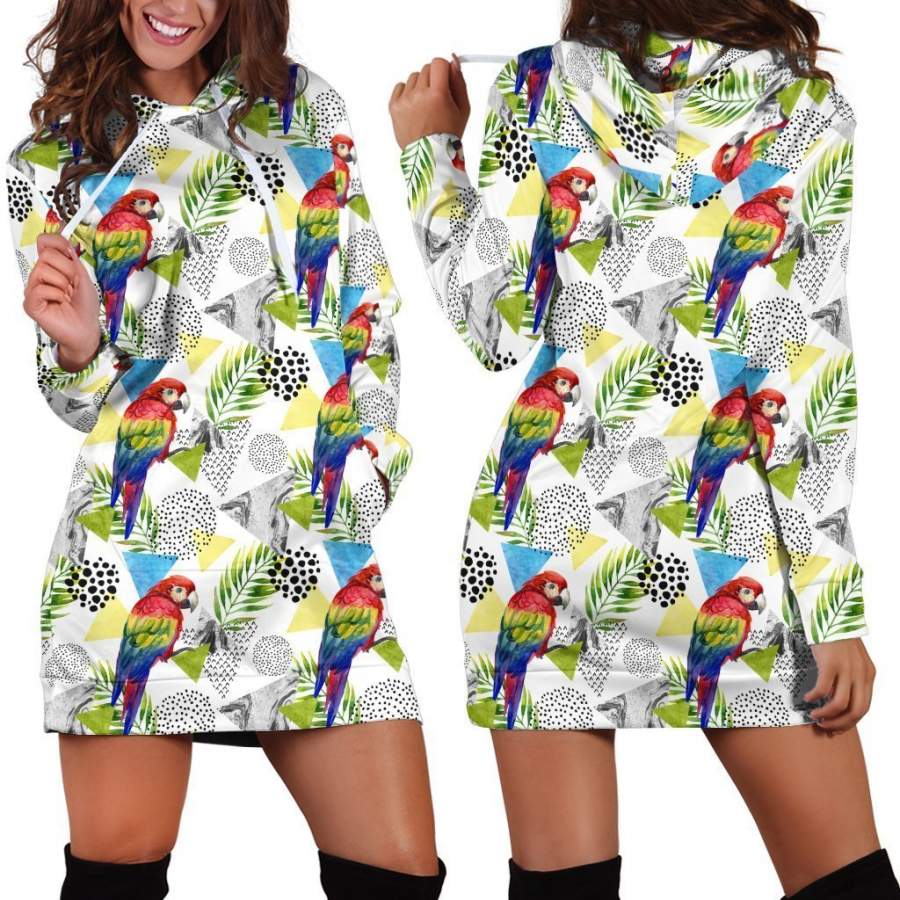 All Over Printing Beautiful Scarlet Macaw Hoodie Dress