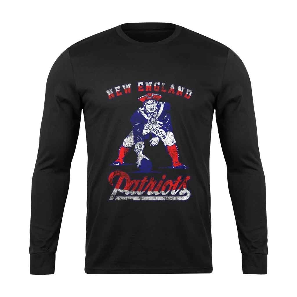 Ne New England Patriots Retro Grunge Long Sleeve T-Shirt