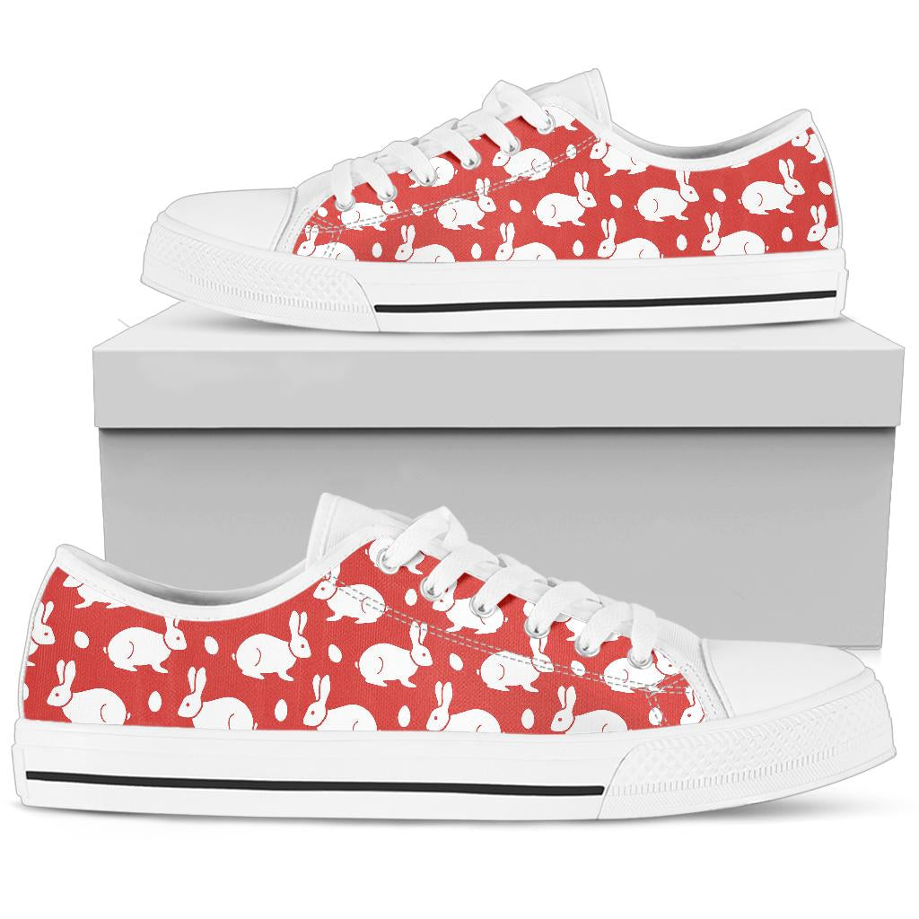 Rabbit Pattern Print Design Rb017 White Bottom Low Top Shoes