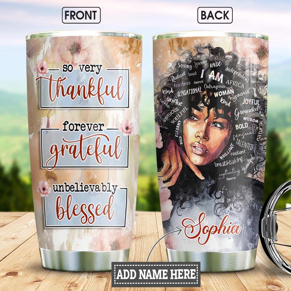 Personalized Melanin Women Stainless Steel Tumbler Black Woman Blessed Customized Tumbler Double Wall Cup With Lid Melanin Girl Gift Ideas 20 Oz