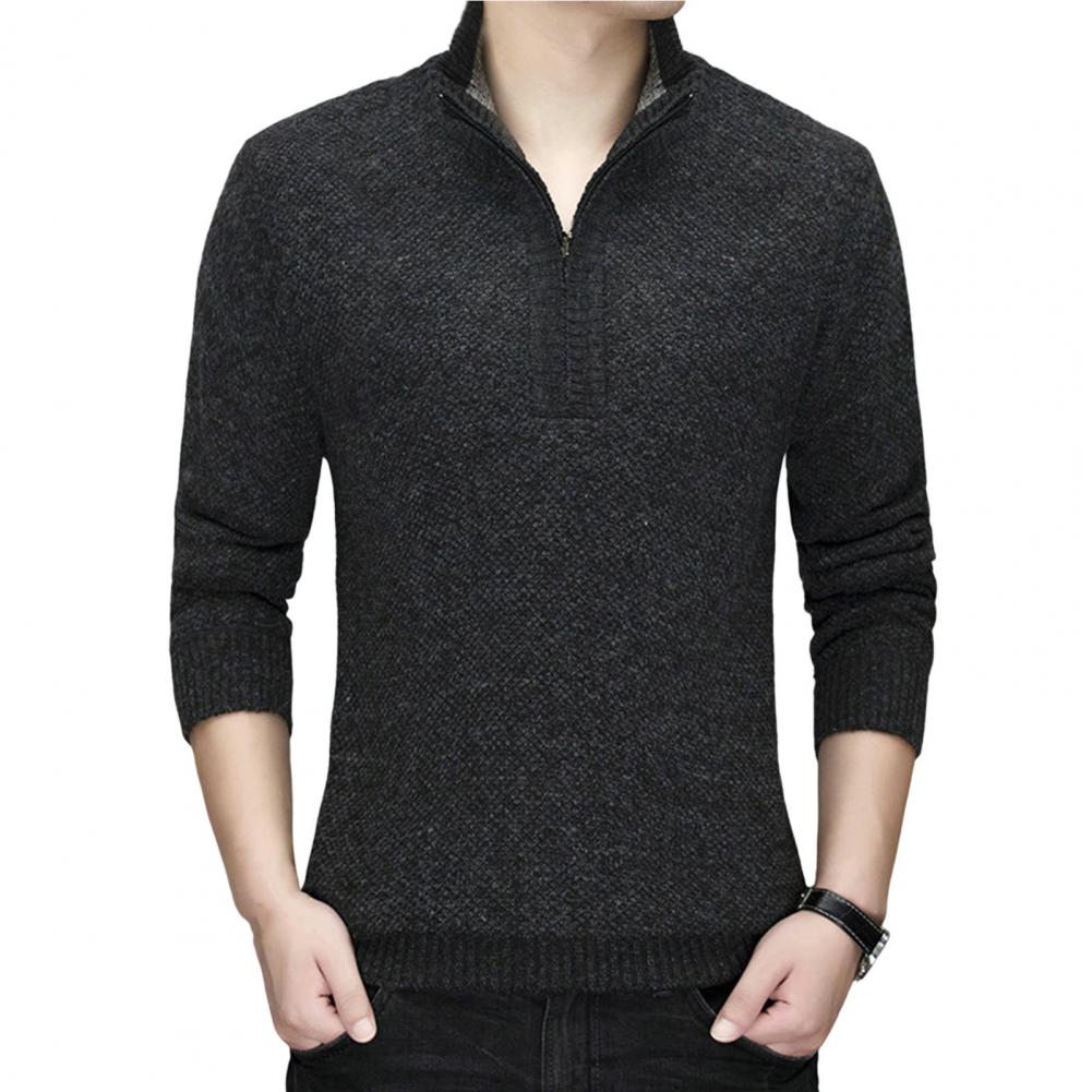 Windproof Popular Thicken Fleeced Lined Pullover Sweater Super Soft Men Base Top Solid Color Streetwear alx