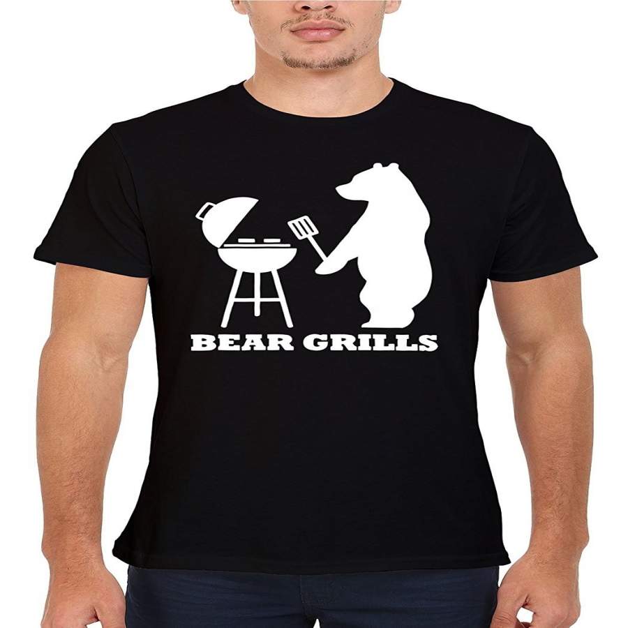Bear Grills Barbecue Animal Cool Novelty Men T Shirt Fashion O-Neck Short Sleeved T-Shirts Summer Funny Loose Tee Shirt For Men