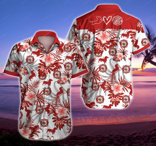 Tlab Firefighter Dachshund Hawaiian Shirts For Men Ha5848