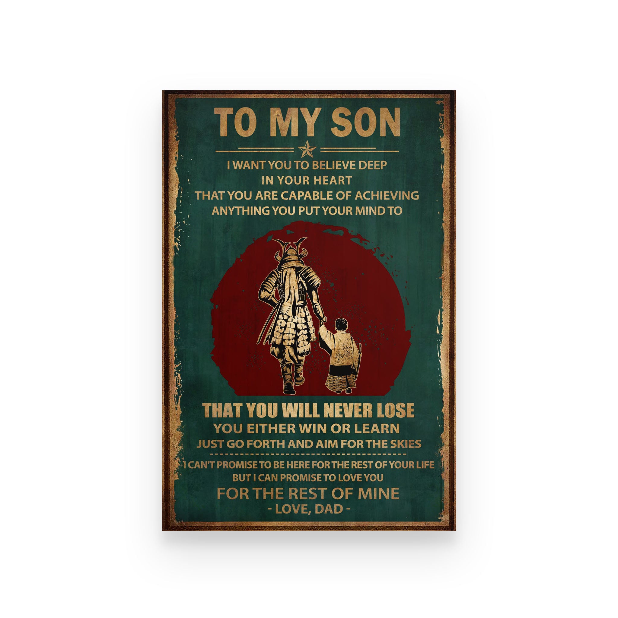 Poster samurai dad for son that you will never lose