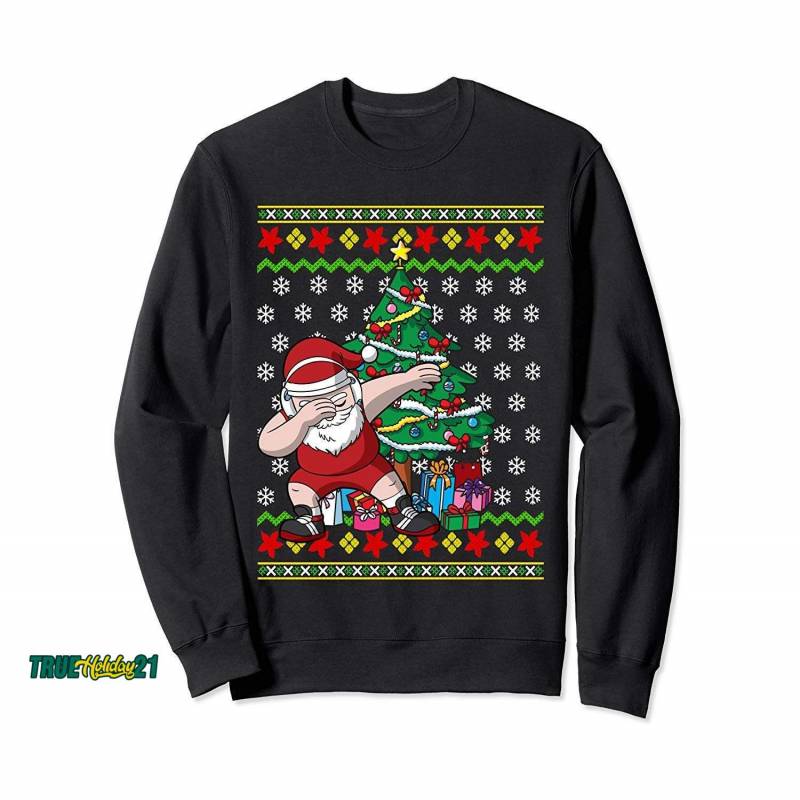 Wrestling Ugly Christmas Dabbing Santa Wrestler Wrestle Gift Sweatshirt