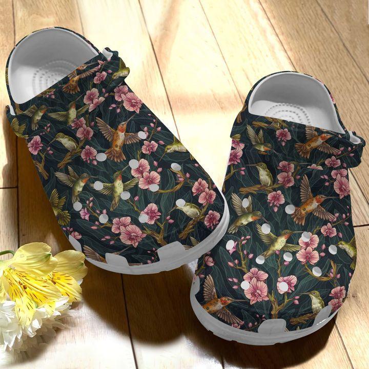 Hummingbird Personalize Clog, Custom Name, Text, Fashion Style For Women, Men, Kid, Print 3D Whitesole Hummingbird Forest