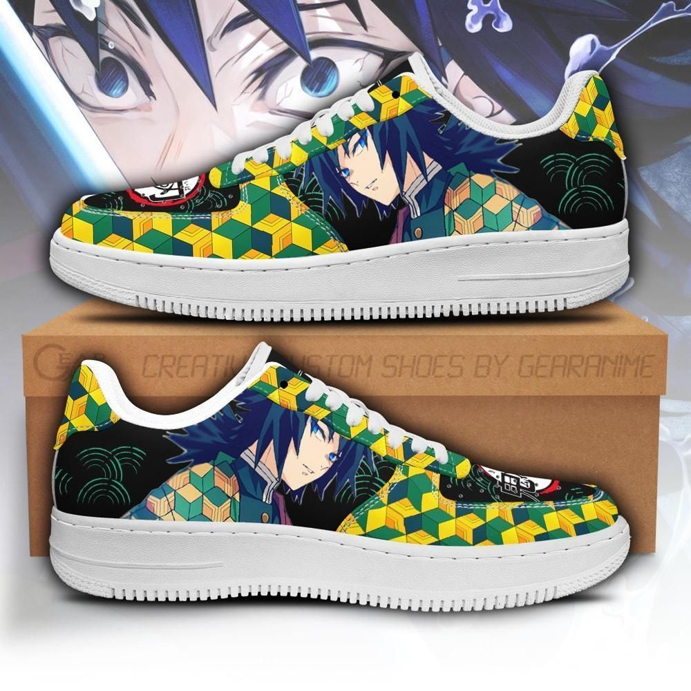 Giyu Demon Slayer Air Force Shoes Sneakers Custom Anime
