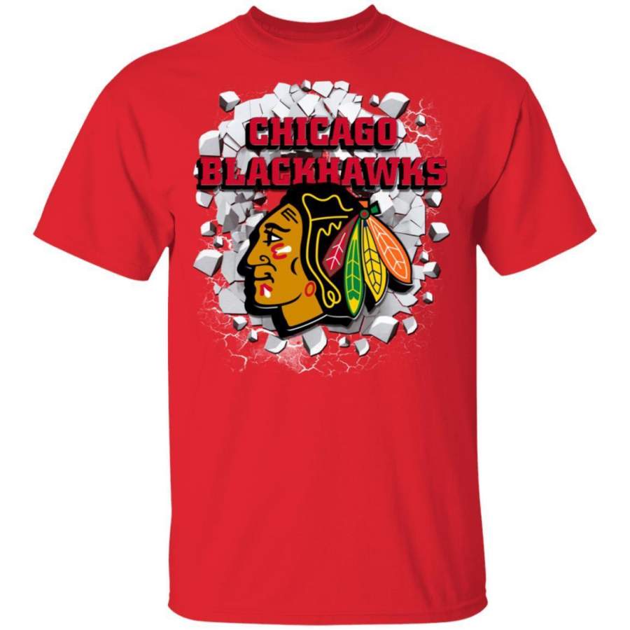 Colorful Earthquake Art Chicago Blackhawks T Shirt