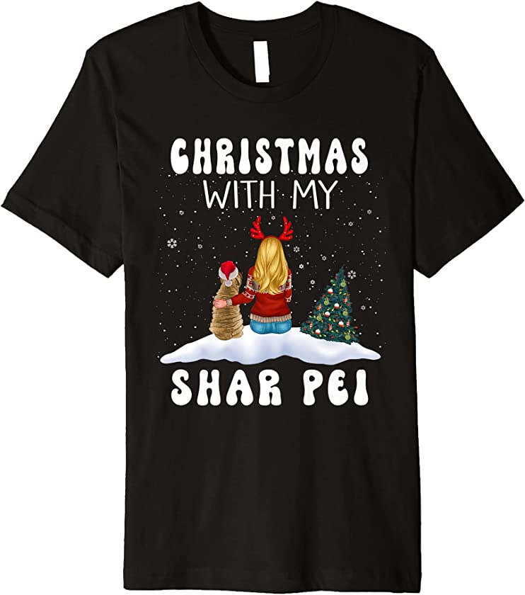 Christmas With My Shar Pei Dog Puppy Funny Xmas Premium T-Shirt