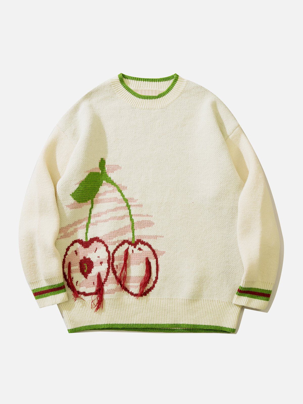 Talishko™ – Cherry Jacquard Tassel Sweater