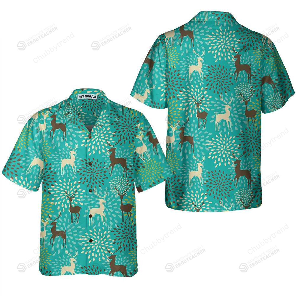 Vintage Christmas Reindeer Seamless Pattern Hawaii Shirt Ha45505