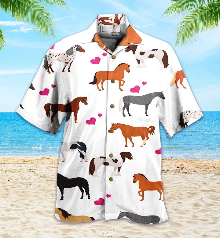 Horse Heart Pattern White Hawaii Shirt Ha40231