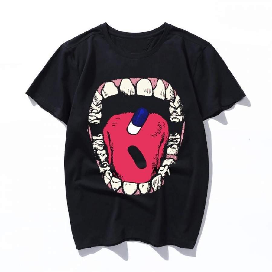 open wide mens t shirt women funny vintage print cartoon tshirt harajuku ulzzang kawaii Graphic t-shirt female clothes top