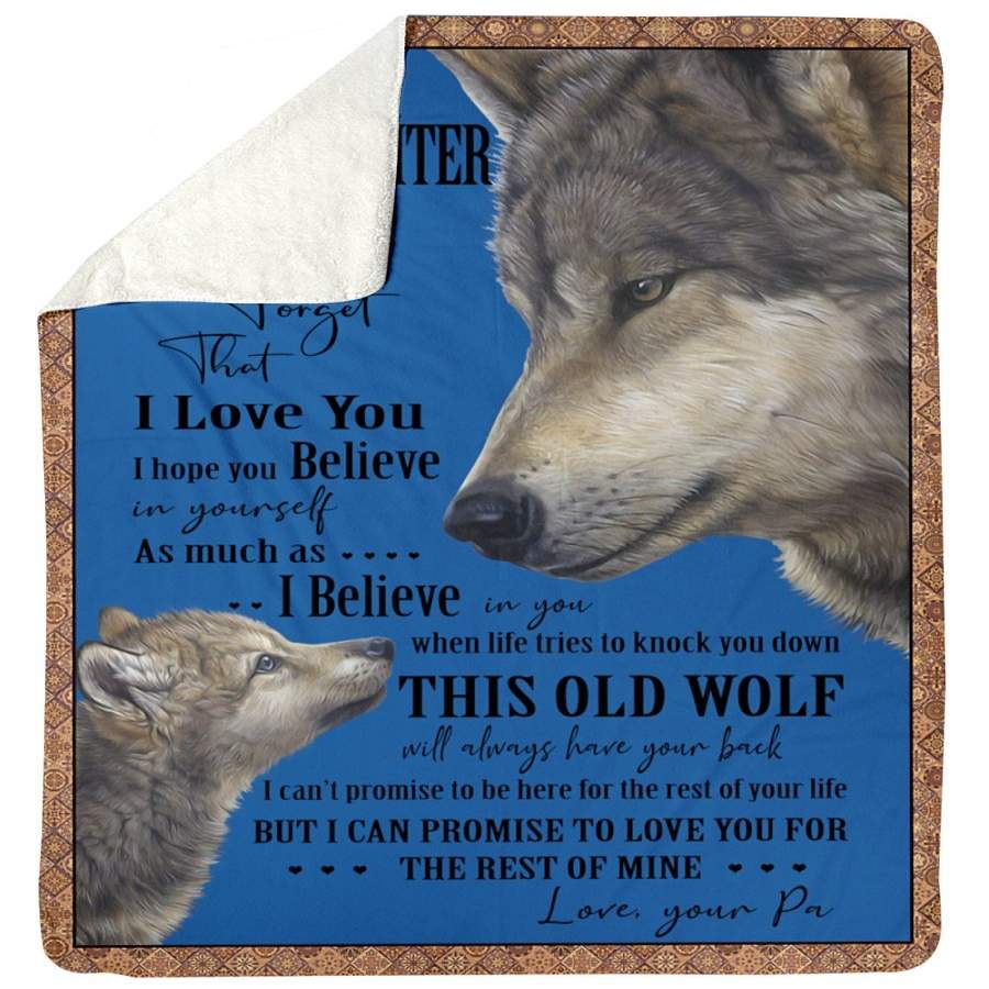 Wolf Love Message Of Pa To Granddaughter Sherpa Blanket