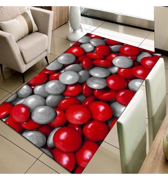 Gray Red Pebble Stones Rug TTVNFNN DNNTVN