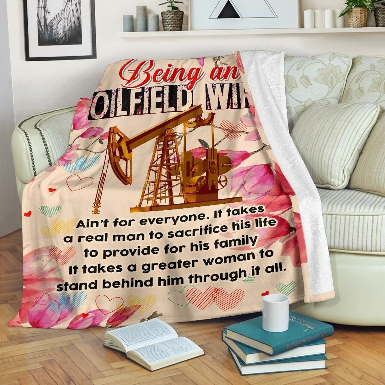 Thank For Your Sacrifices Fleece Blanket Gift For Oilfield Wife Birthday Gift Home Decor Bedding Couch Sofa Soft And Comfy Cozy