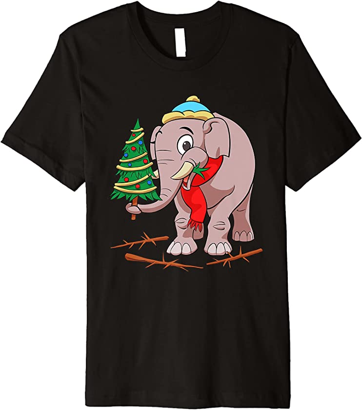 Awesome Elephant Animal Merry Christmas Tree Holiday Xmas Premium T-Shirt