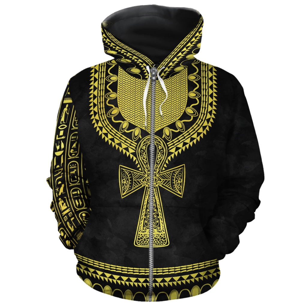 Greek Life Hoodie – Printed Dashiki Ankh Zip Hoodie