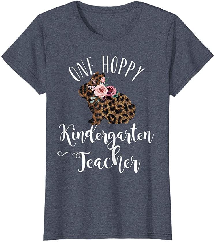 Womens Cute Funny Easter Bunny for One Hoppy Kindergarten Teacher T-Shirt