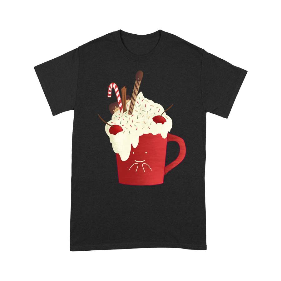 Christmas Gift Idea Christmas Ice Cream Cup With Cane Candy And Cherries – Standard T-shirt