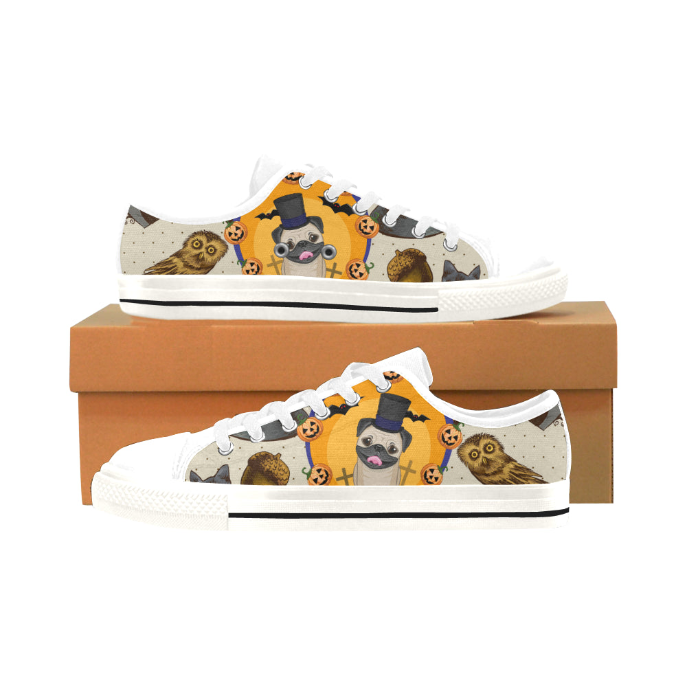 Pug Halloween White Men’s Classic Canvas Shoes/Large Size