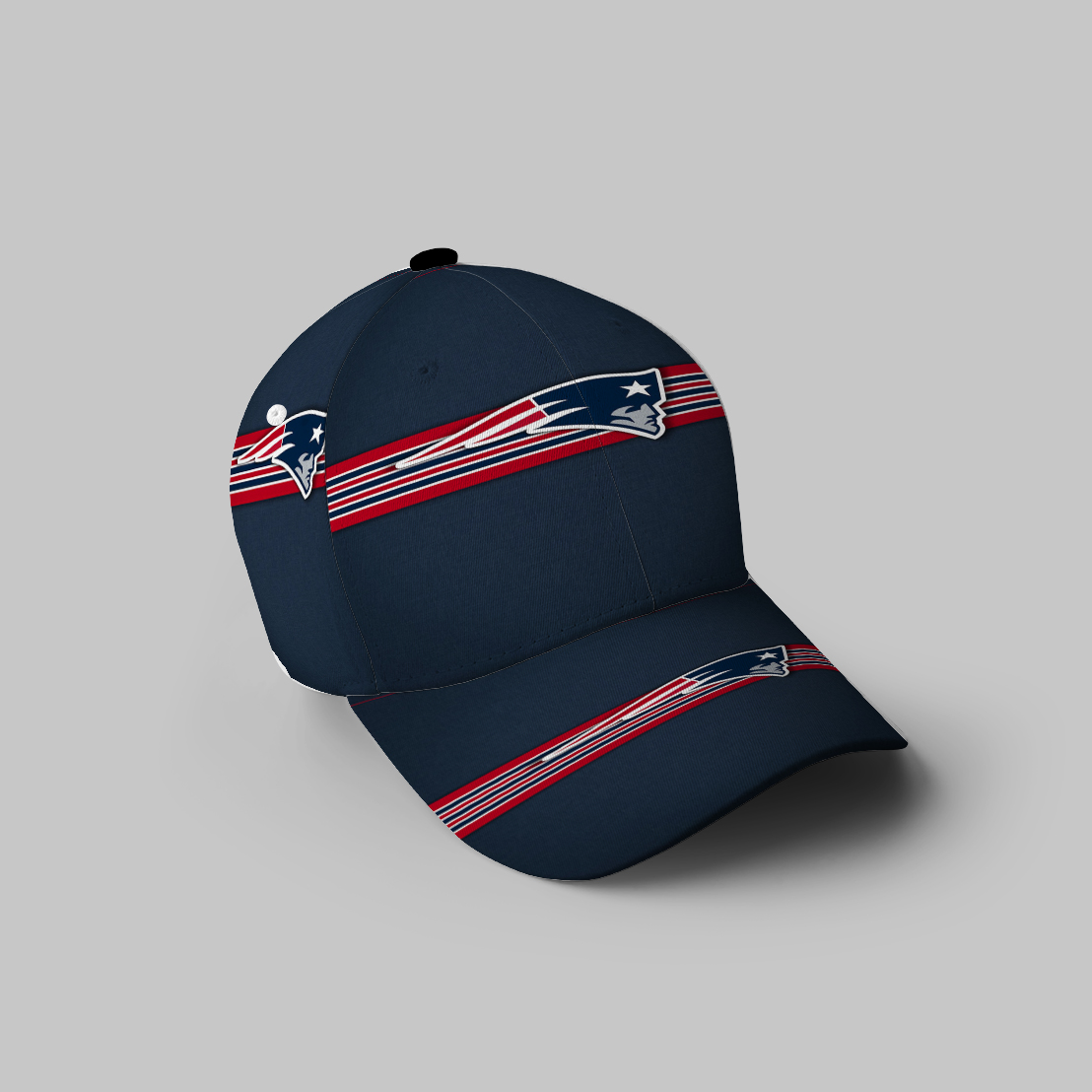 New England Patriots Red Line Navy 3D Printing Baseball Cap Classic Hat