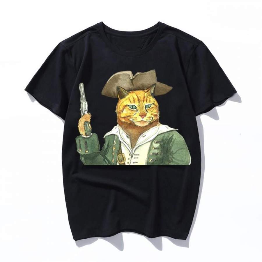 pirate orange Kawaii Ulzzang Harajuku Aesthetic T-shirt cartoon Print men’s Short Sleeve Tops Tees Korean New Fashion Casual women’s Clothing