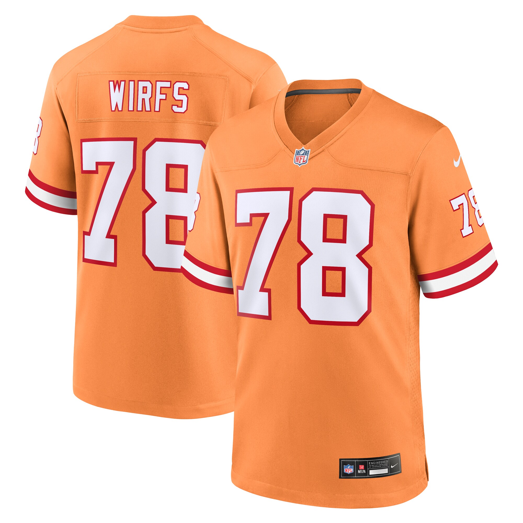 Men’s Tampa Bay Buccaneers Tristan Wirfs Orange Throwback Game Jersey