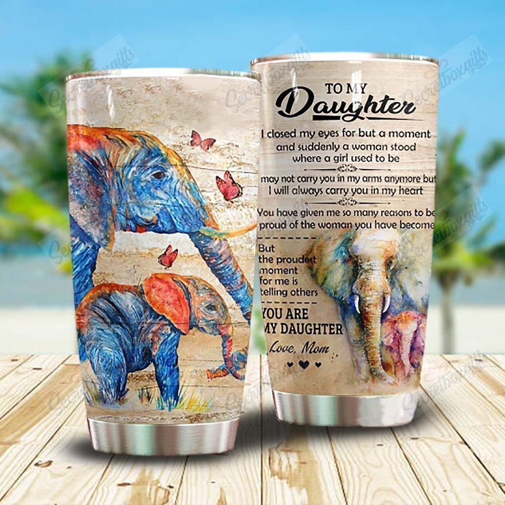 Personalized To My Daughter Elephant Gs-Cl-Ml0604 Stainless Steel Tumbler Customize Name, Text, Number