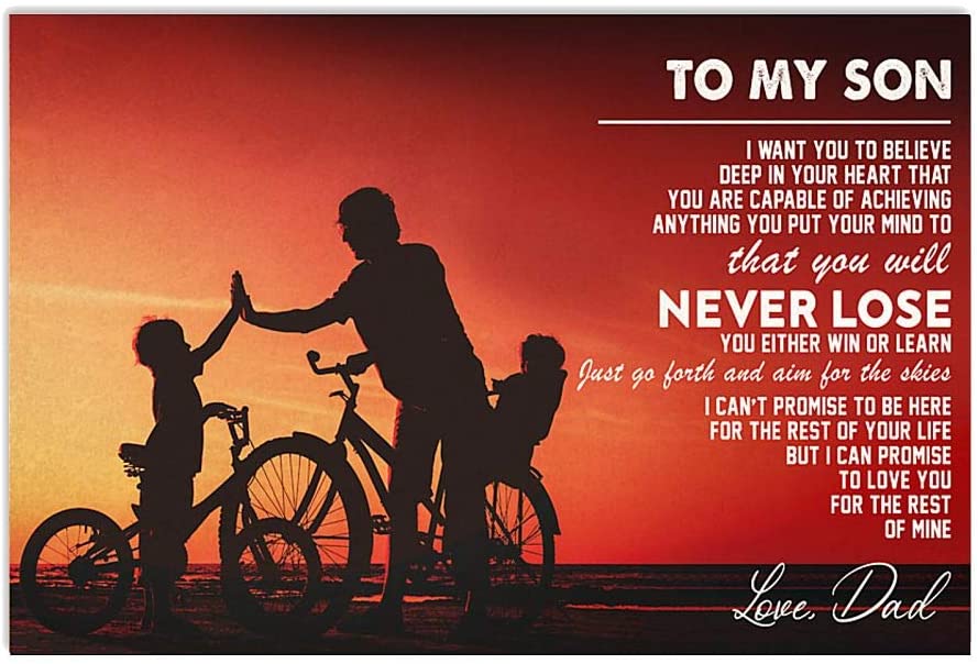 Dad Cycling You Will Never Lose Want You To Believe Deep In Your Heart Promise Love You Poster Art Print      Home Decor Gift For Men Women Family Friend On Birthday Xmas