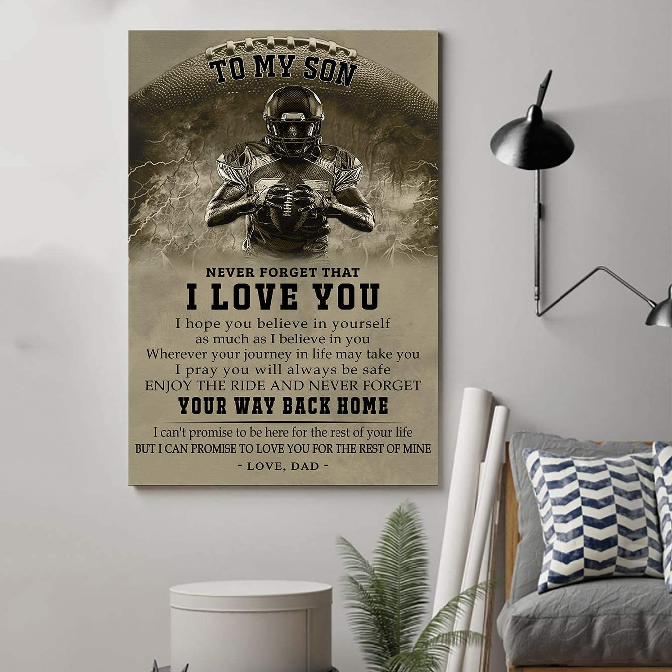 Poster for Room Aesthetic – Command Strips Wall Decor – Tvap03 American Football Poster-dad to Son-Your Way Back Home