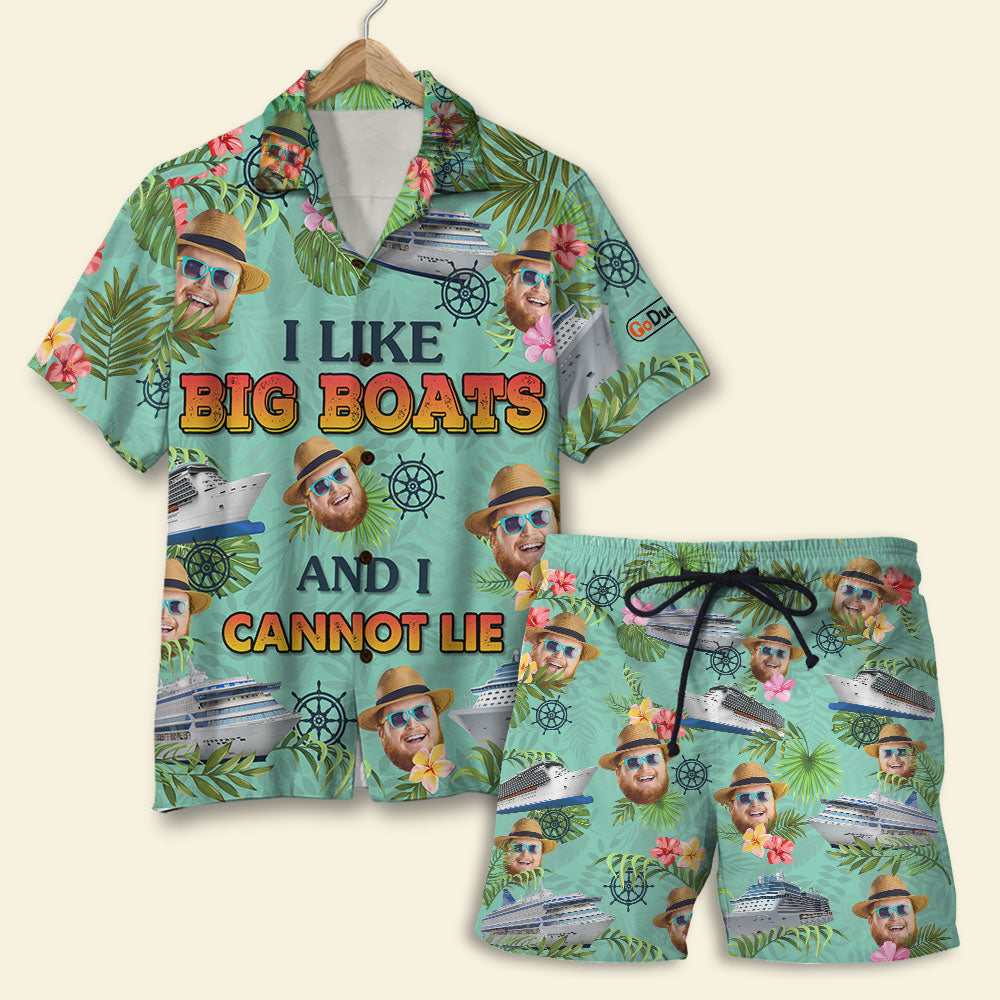 I Like Big Boats And Cannot Lie Custom Photo Hawaii Aloha Shirt Men Beach Shorts Ha38746