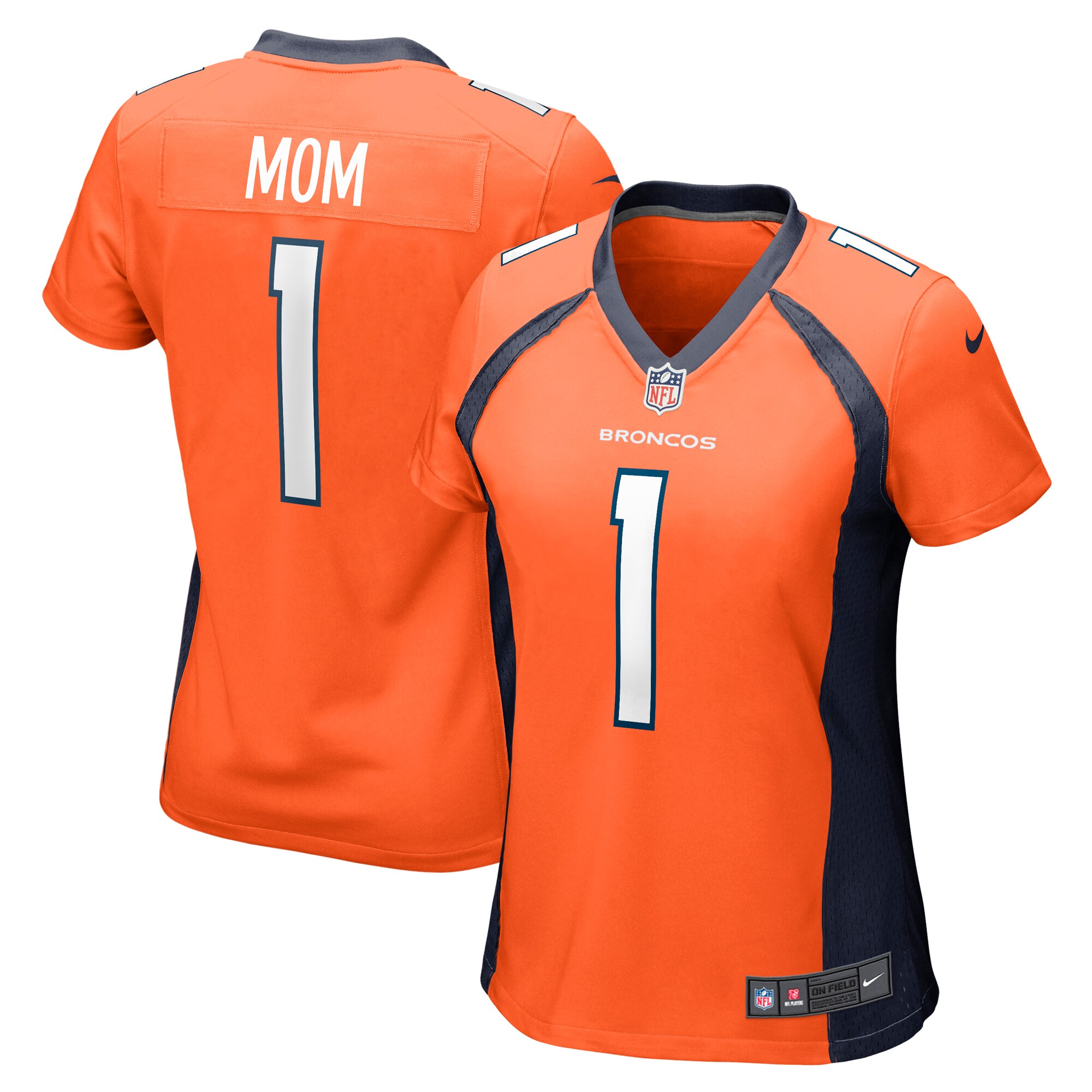 Number 1 Mom Denver Broncos Women's Game Jersey – Orange