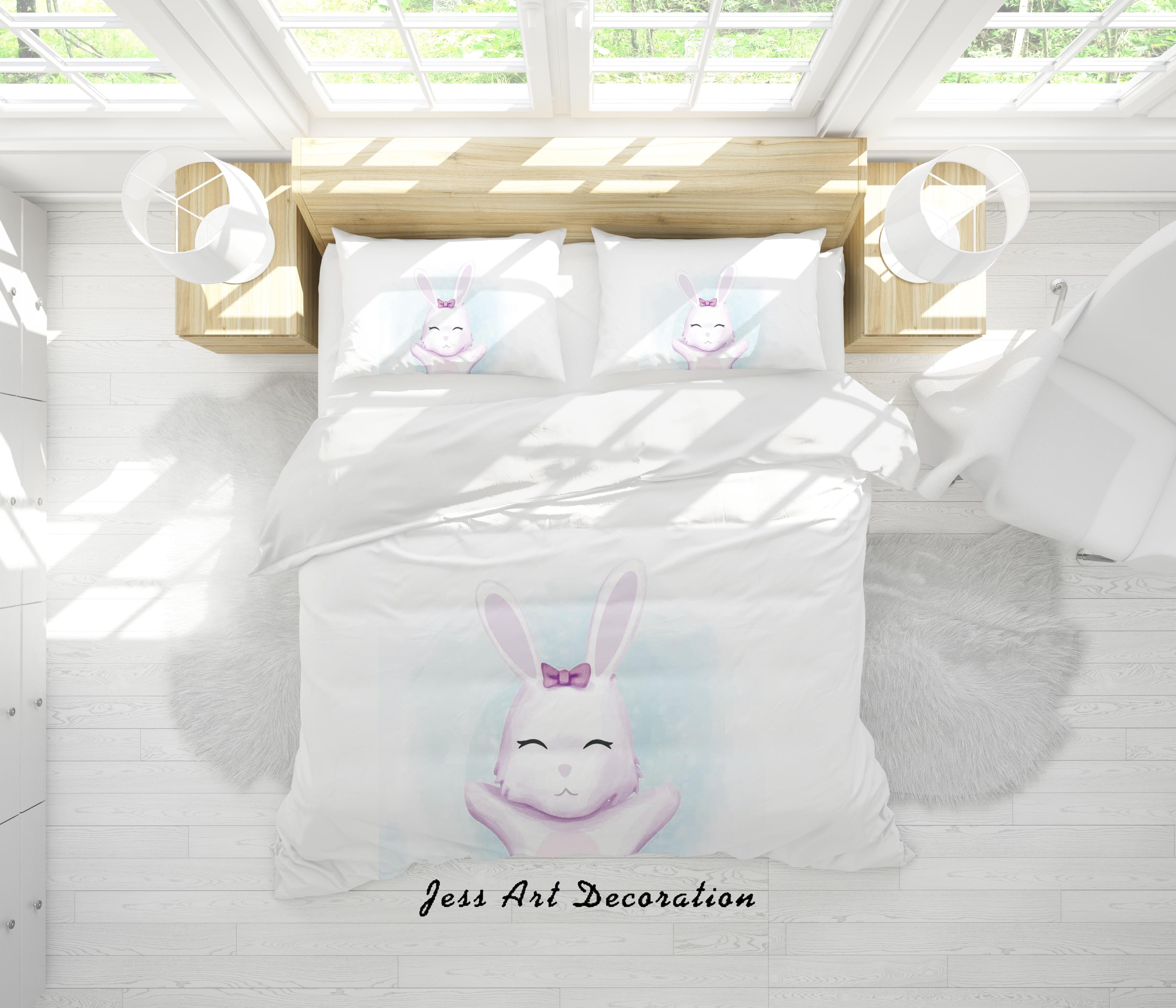 3D White Rabbit Quilt Cover Set Bedding Set Duvet Cover Pillowcases Sf33