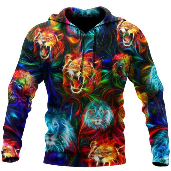 Unisex Hoodie All Over Print Lion Gifts Magic Multicolor Lion Over Printed Us Unisex Size Hoodie