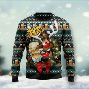 Brewdolph Reindeer Ugly Christmas Sweater, All Over Print Sweatshirt