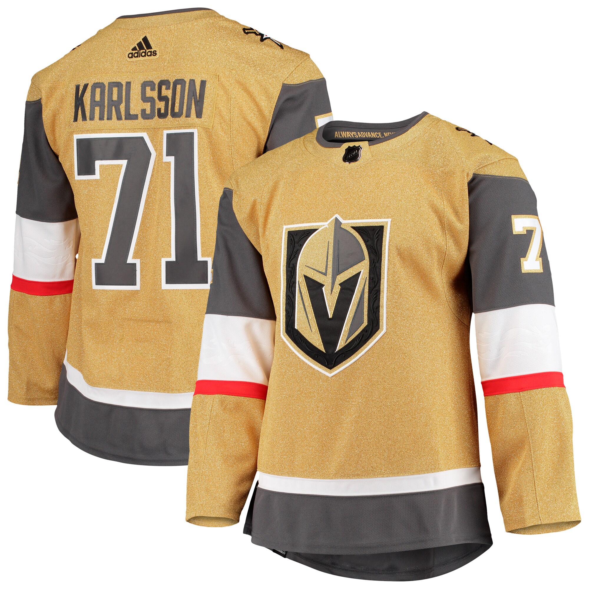 Men's Vegas Golden Knights William Karlsson adidas Gold Home Primegreen Authentic Pro Player Jersey